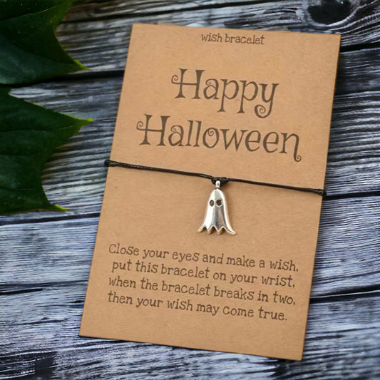 Spellbinding Halloween Wish Bracelet with Silver Ghost Charm! 👻
