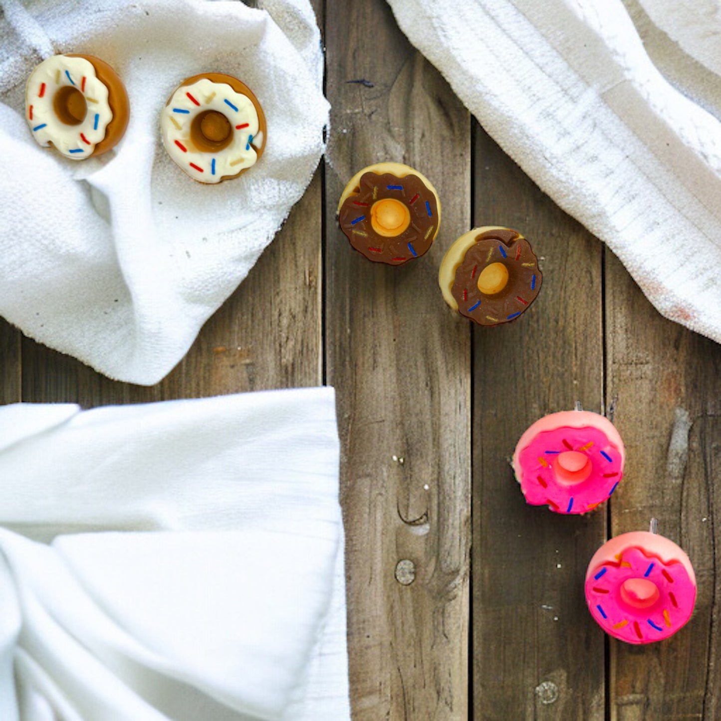 Donut Earrings - Donut Studs, Food Earrings, Donut Studs, Handmade Earrings, Sprinkle Donut