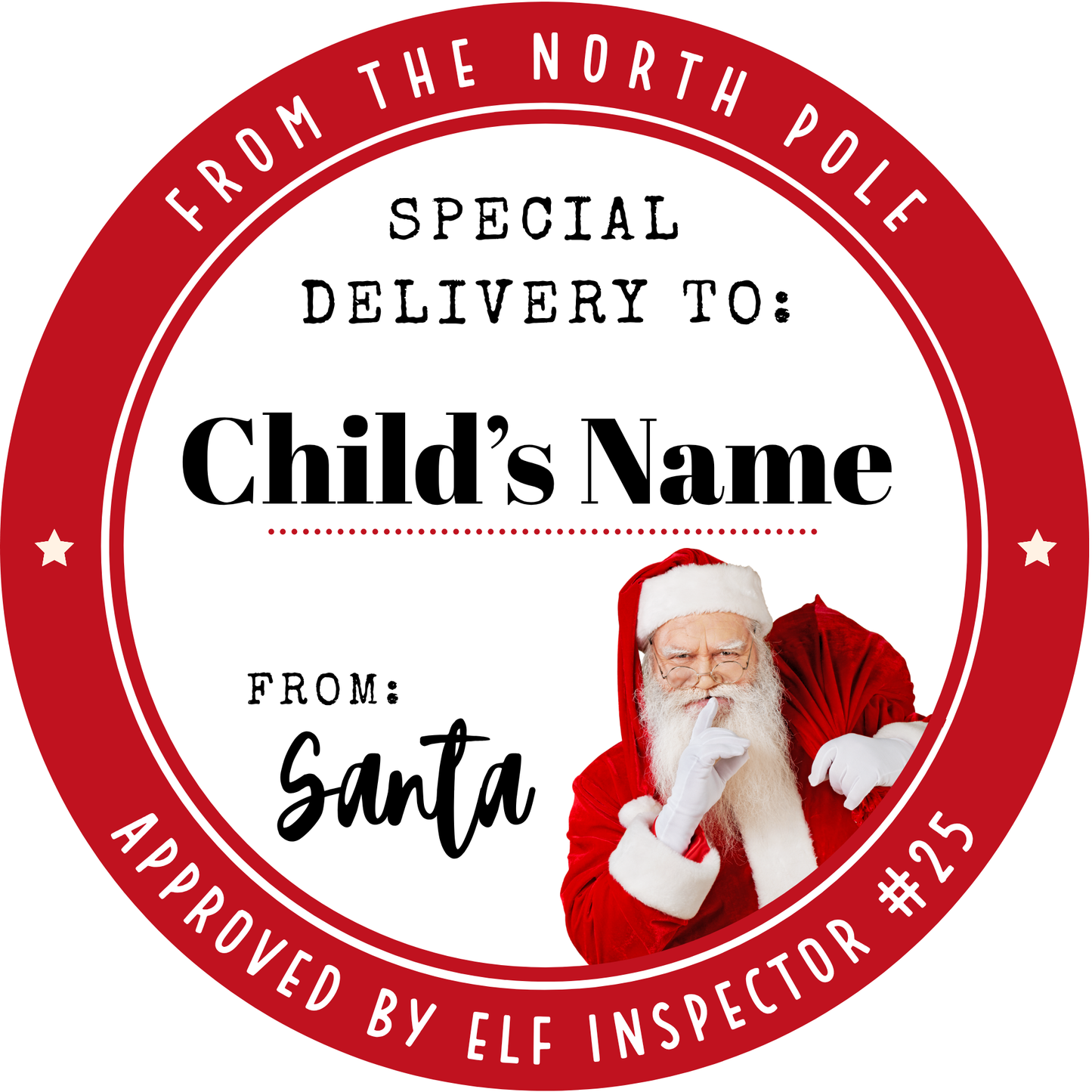 Personalized Santa Gift Tags – Custom North Pole Express Labels, Waterproof Christmas Stickers, Santa’s Workshop & Holiday Name Tags