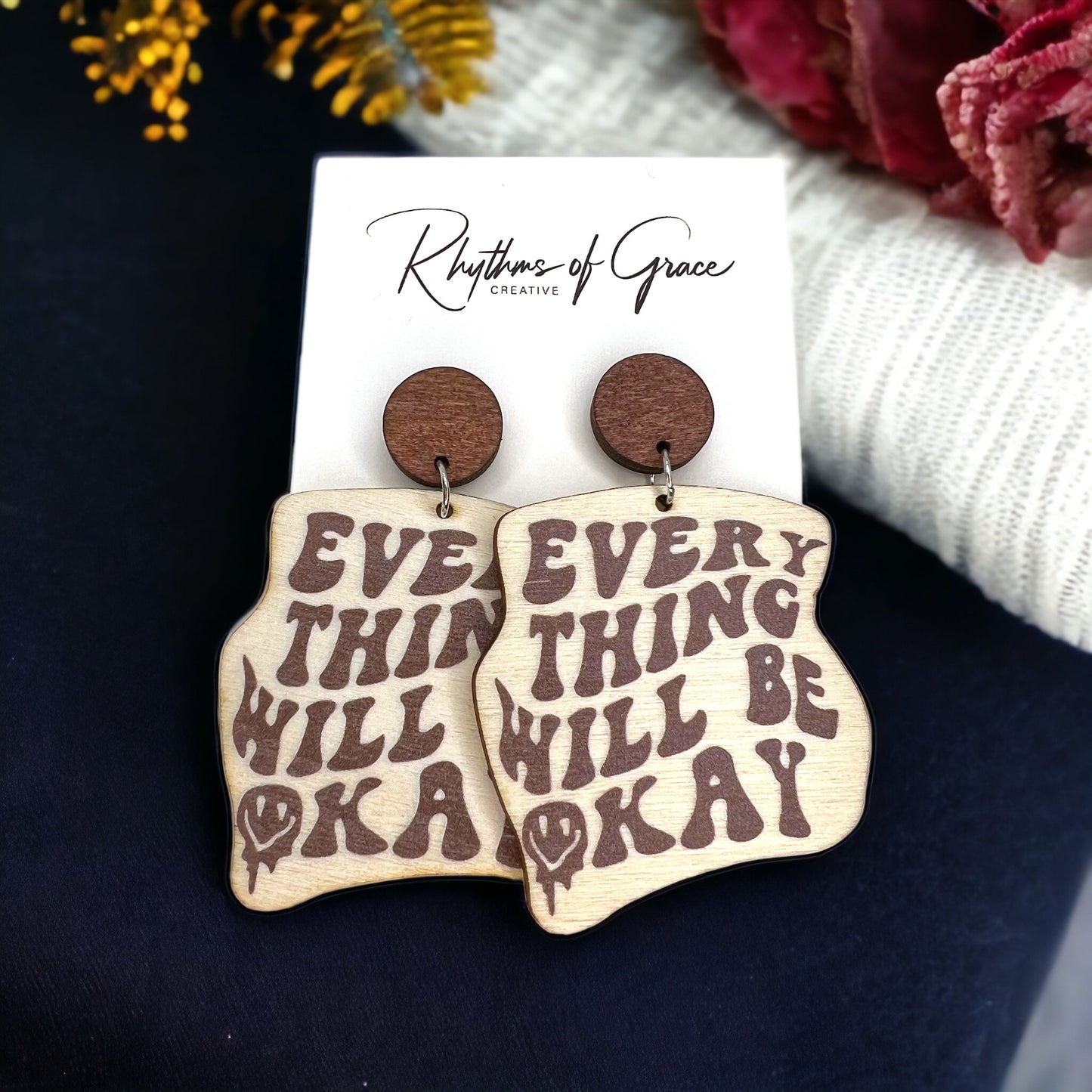 Motivational Dangle Earrings: Wear Your Positivity! 🌟 - Rhythms of Grace Creative