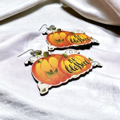Be Blessed Earrings - Thanksgiving Earrings, Thanksgiving Accessories, Turkey Trot, Autumn Earrings