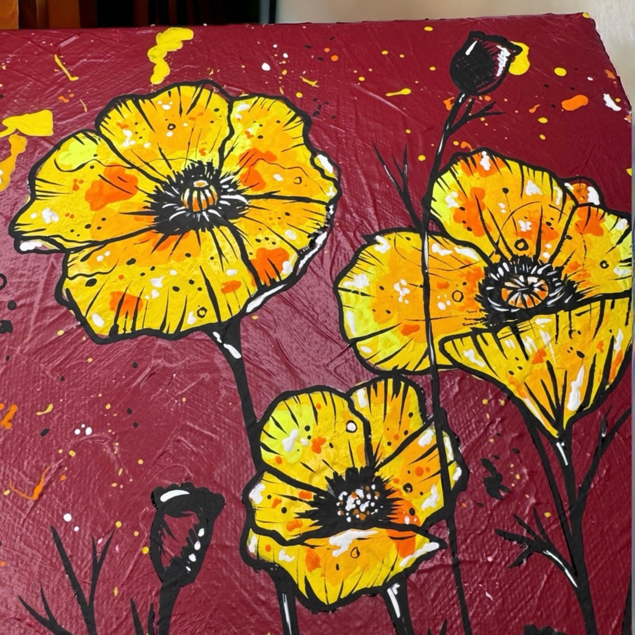 Original Artwork Textured Painting - "Harmony in Bloom" - Unique 8x8 Canvas Art