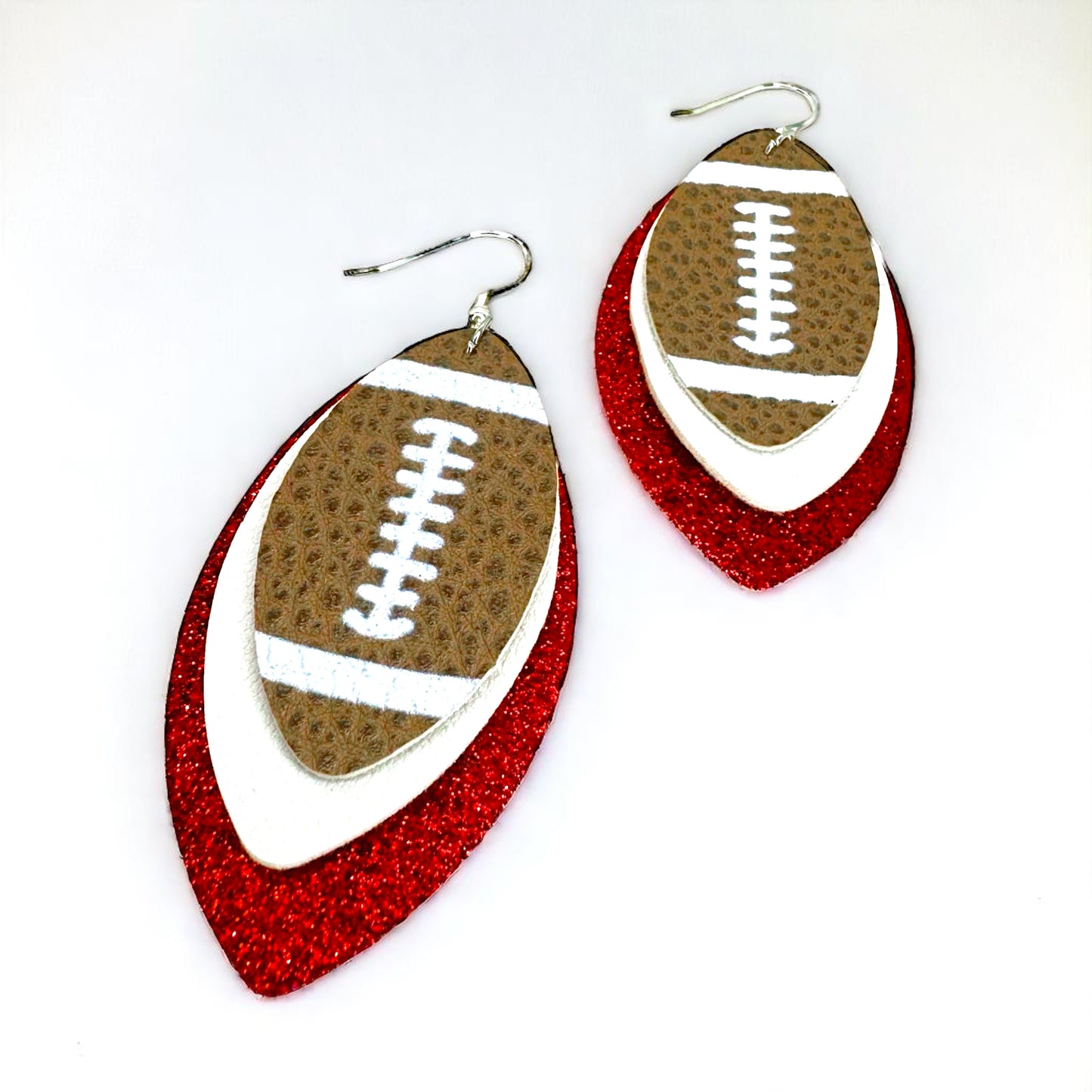 Game Day Glam: Red and White Football Earrings for the Ultimate Fan!