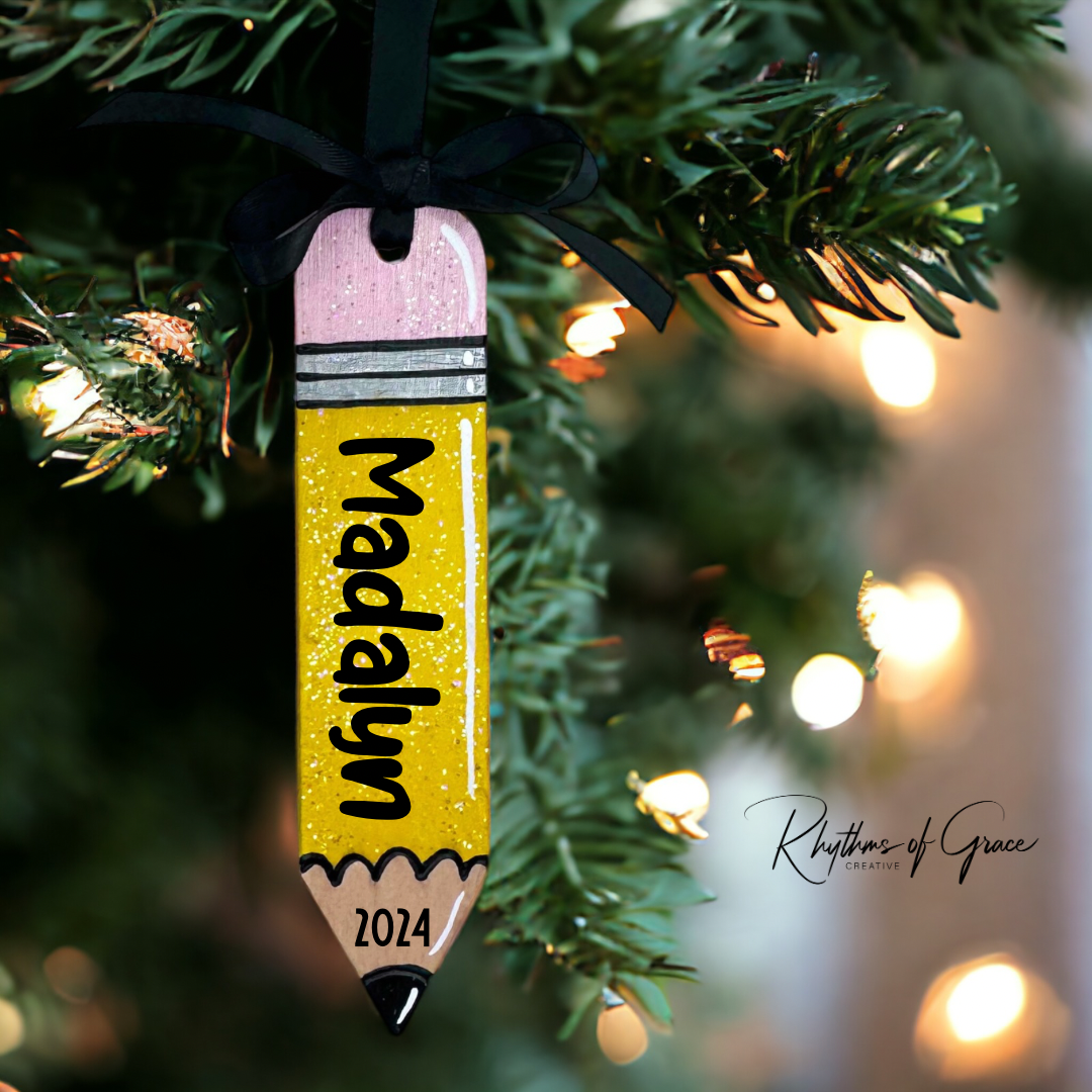 Personalized Pencil Ornaments – Celebrate Your Child's First Year of School!