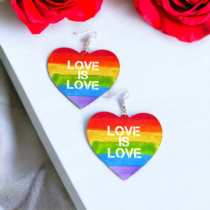 Love is Love Earrings - Rainbow Rhinestones, PRIDE Earrings, Rainbow Earrings, Pride Accessories, LGBTQ