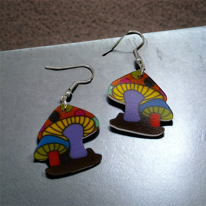 Handcrafted Colorful Mushroom Acrylic Earrings - Whimsical Nature-Inspired Jewelry