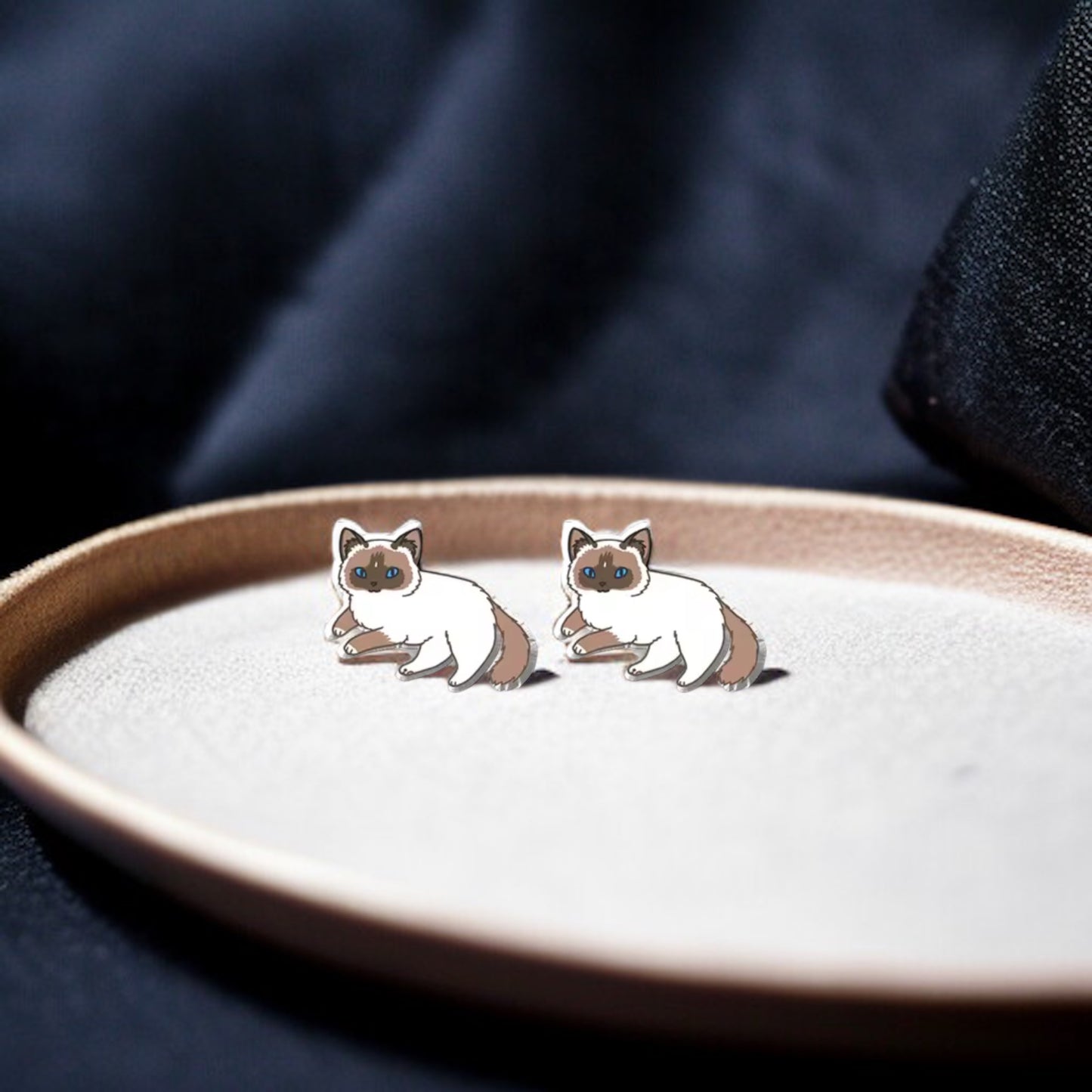 Purr-fectly Chic Siamese Cat Stud Earrings