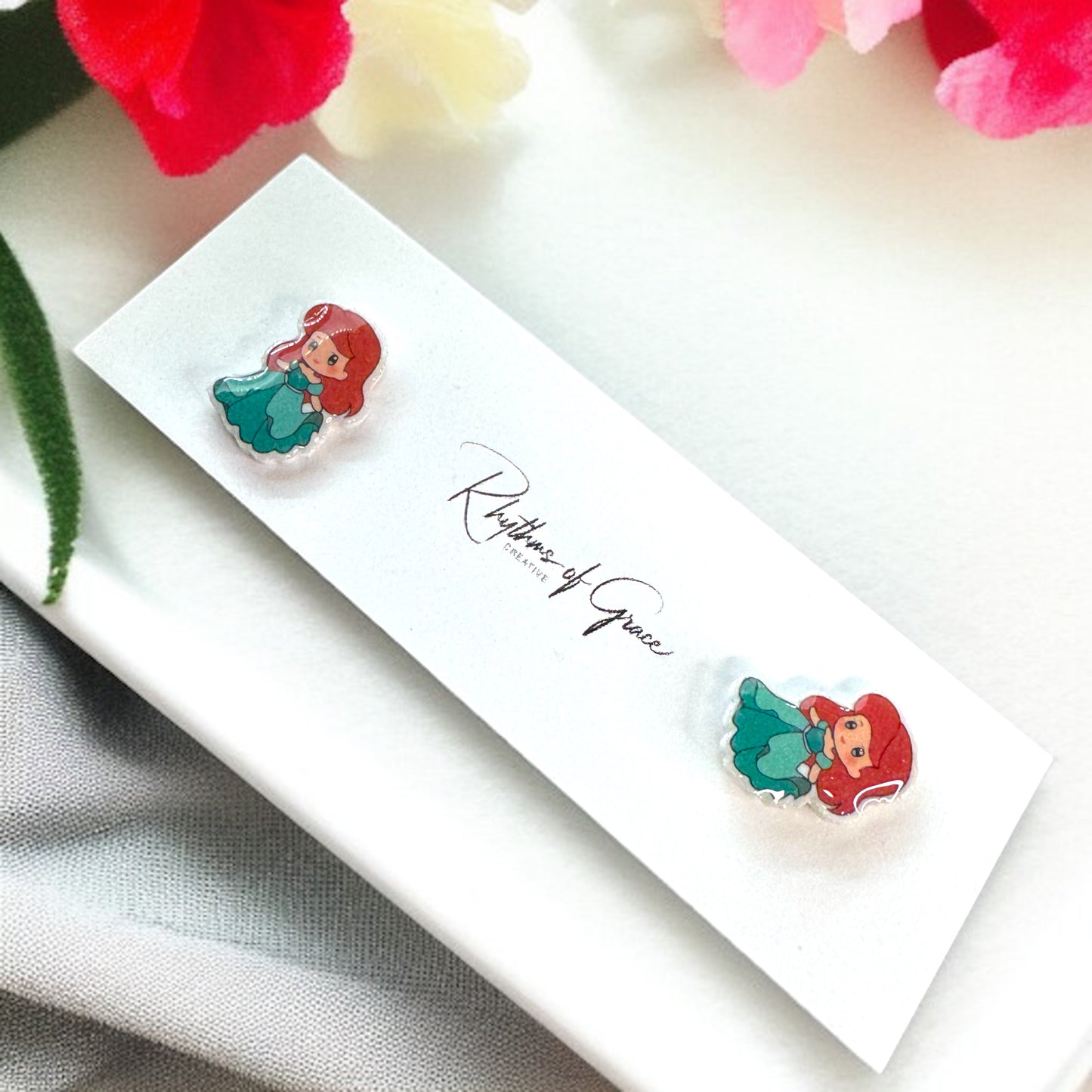 Enchanting Cartoon Princess Stud Earrings - Sparkle Like Royalty! đź‘‘