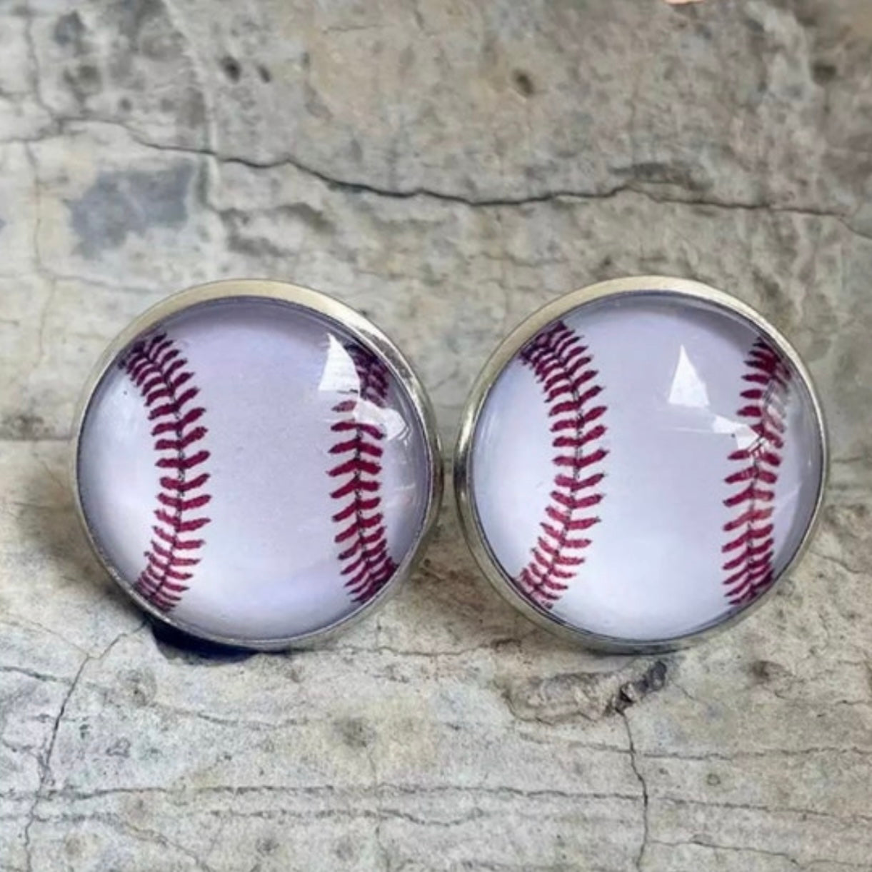 Hit a Style Home Run with Baseball Cabochon Stud Earrings! ⚾️