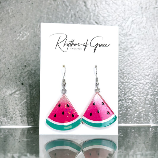 Watermelon Earrings - Watermelons, Watermelon Jewelry, Watermelon Accessories, Fruit Earrings, Handmade Earrings, Summer Earrings