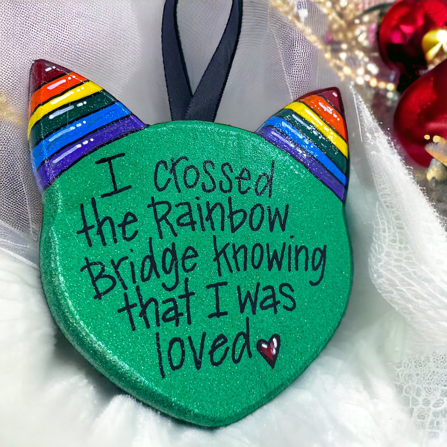 Purr-fect Tribute: Rainbow Bridge Cat Ornament