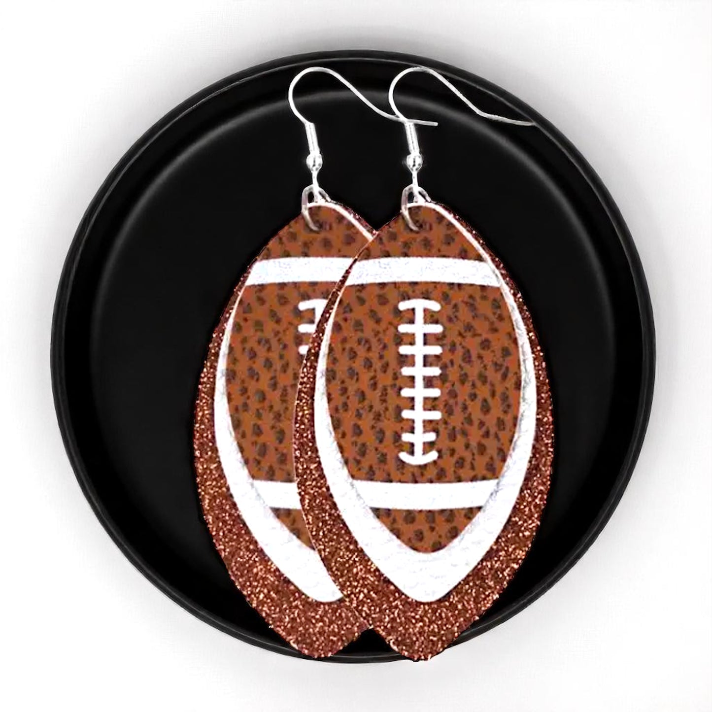 Game Day Glam: Brown and White Football Earrings for the Ultimate Fan!