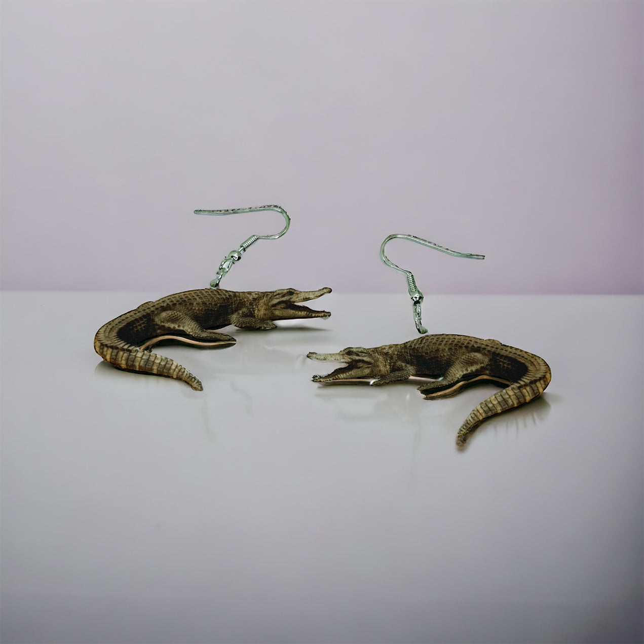 Alligator Earrings - Alligator Jewelry, Handmade Earrings, Alligator Skin, Animal Earrings, Animal Jewelry, Crocodile, Gators