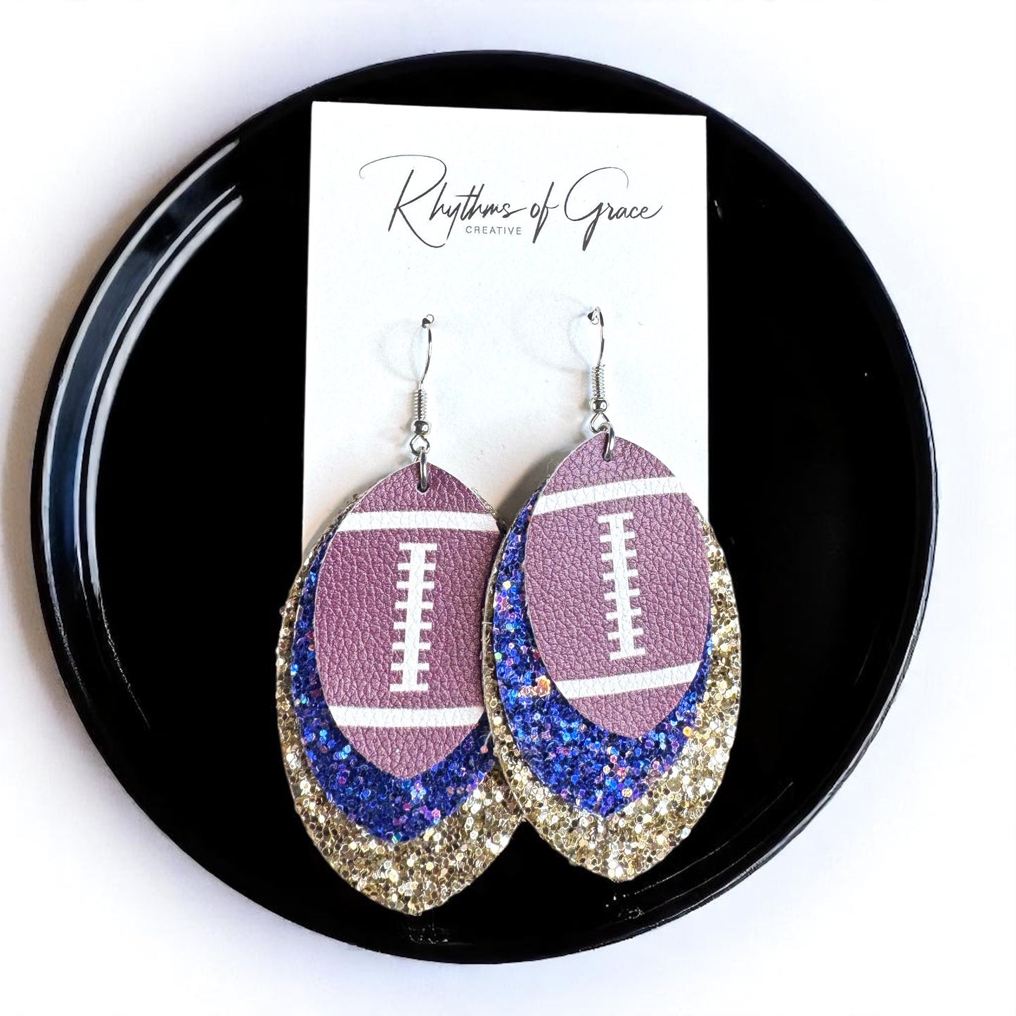 Score Big with Blue and Gold Football Earrings!