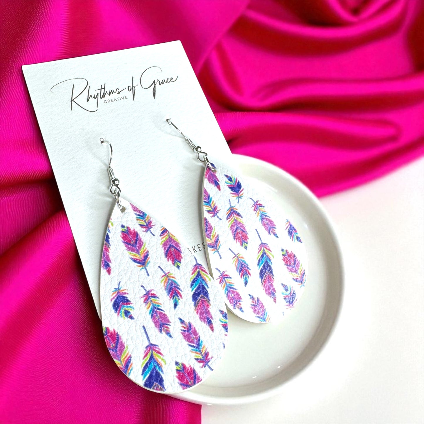 Colorful Feather Teardrop Earrings – Bold, Bright & Totally Fun!
