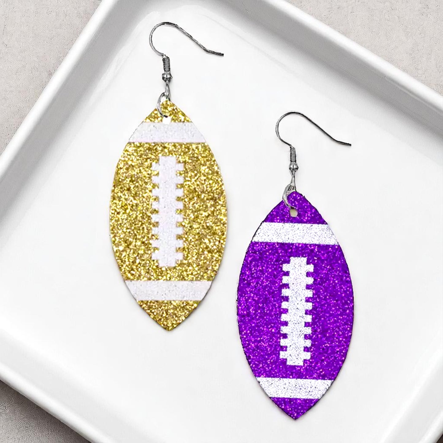 Score Big with Sparkle! Glitter Football Dangle Earrings 🏈