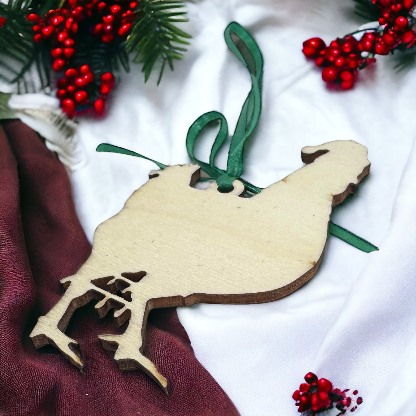 Cluckin' Around the Christmas Tree – White Rooster Ornament