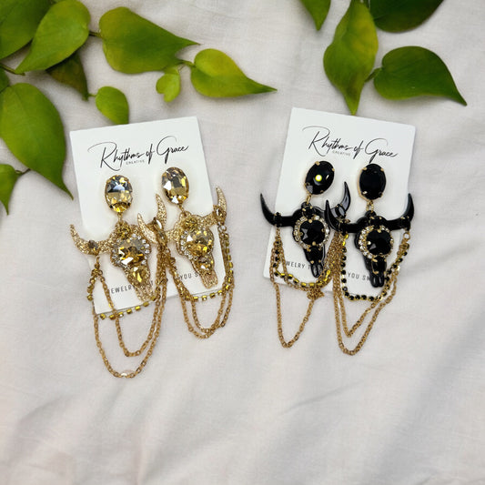 Stunning Western Inspired Rhinestone Dangle Earrings - Boho Jewelry Statement Piece