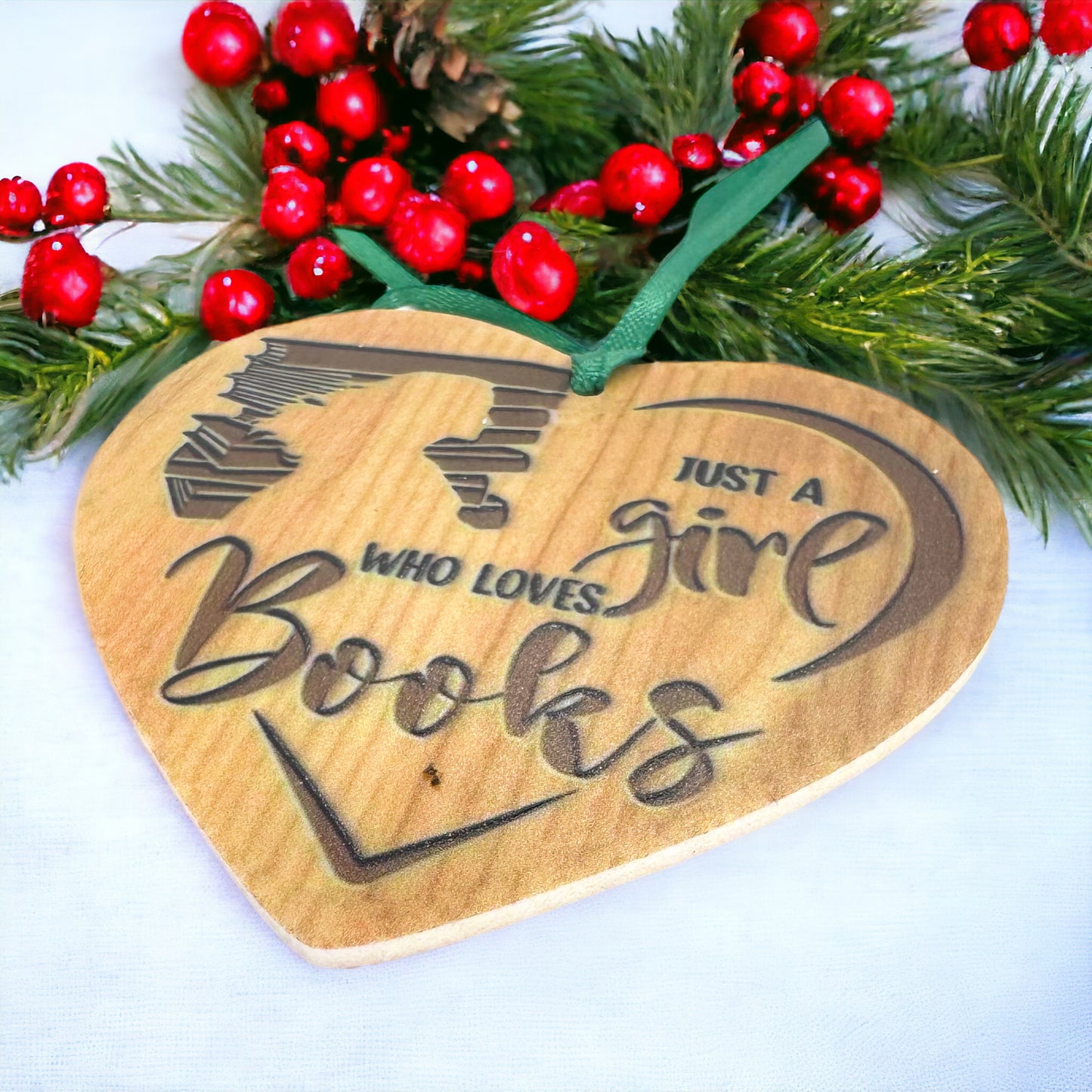 Christmas Ornament: “Just a Girl Who Loves Books”