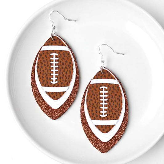 Game Day Glam: Brown and White Football Earrings for the Ultimate Fan!
