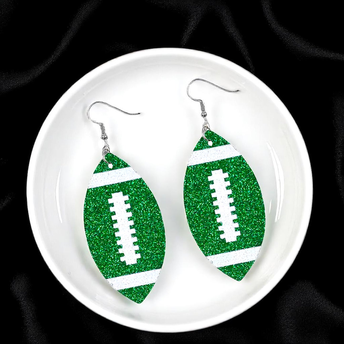 Score Big with Sparkle! Glitter Football Dangle Earrings 🏈