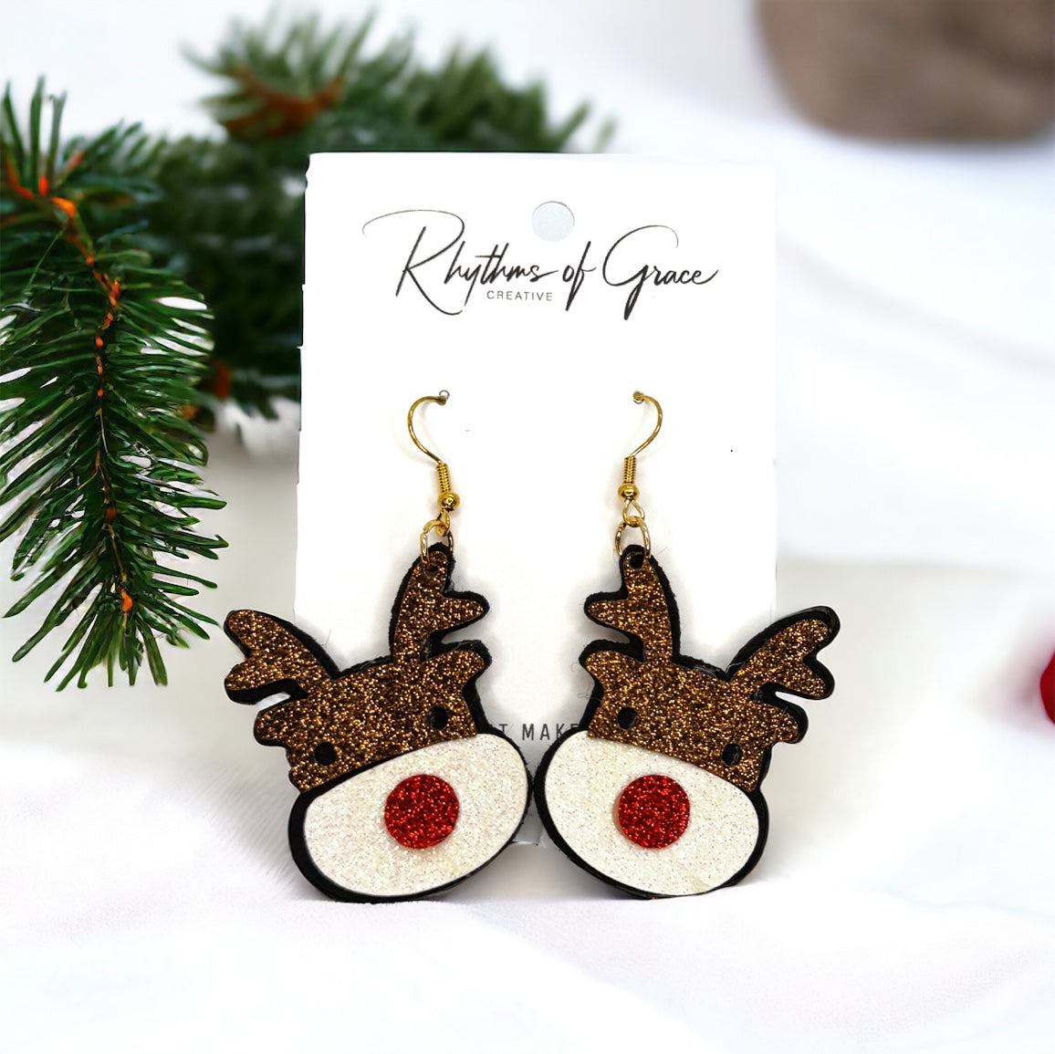 Dazzle and Delight: Glitter Reindeer Dangle Earrings! 🎉