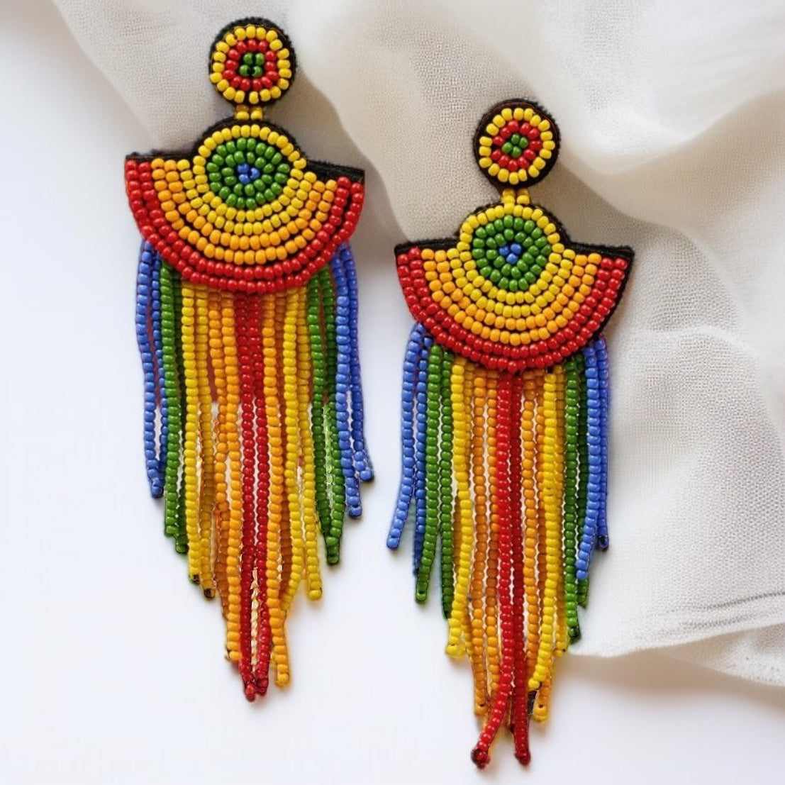 Rainbow Radiance: Boho Chic Beaded Earrings for Every Celebration!