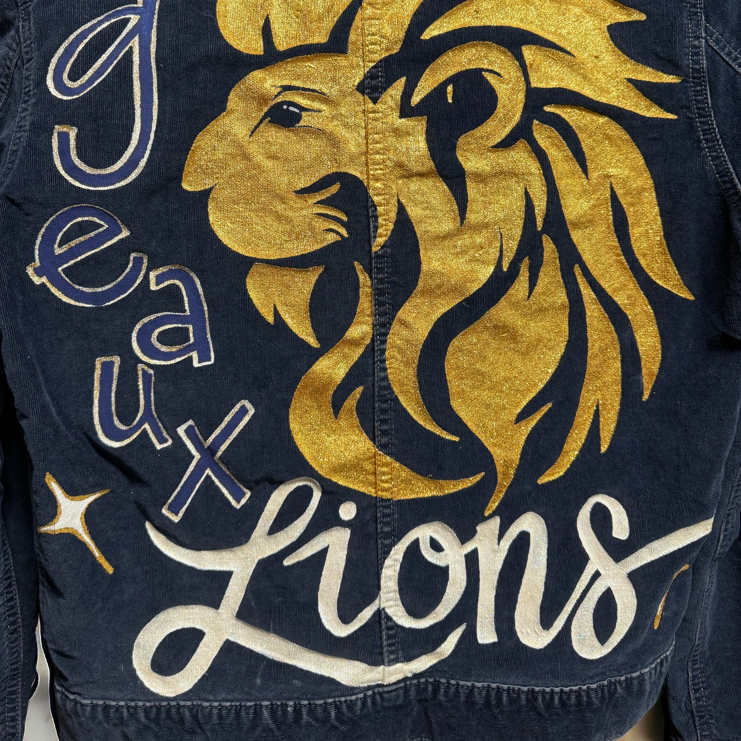 Hand Painted Jacket: “Geaux Lions” I Ladies Size Small Petite