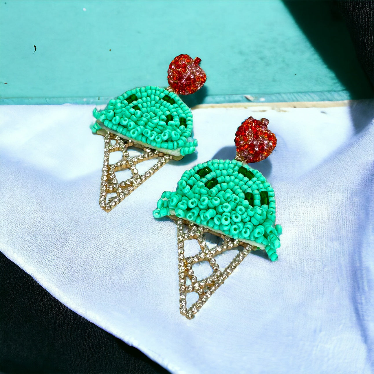 Sweet Treat: Rhinestone Ice Cream Cone Earrings