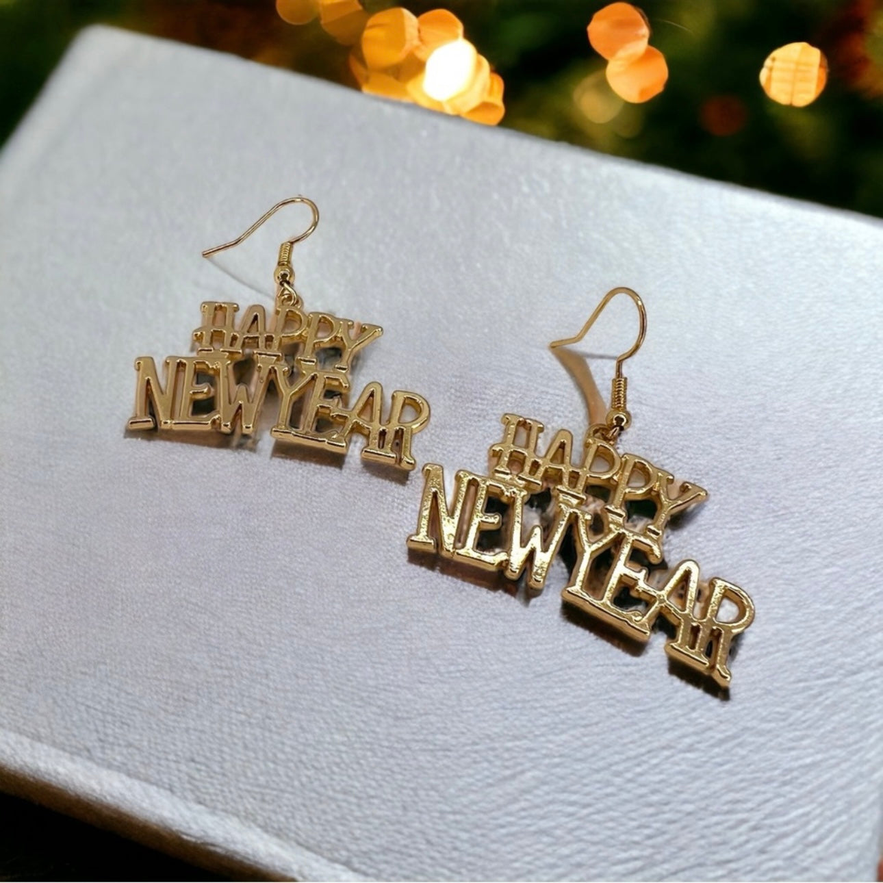 Gold Dangle Happy New Year Dangle Earrings - Celebrate in Style! - Rhythms of Grace Creative