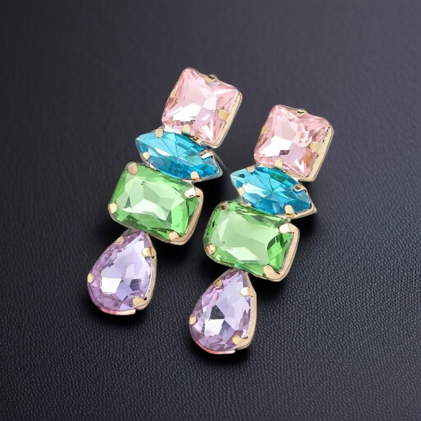 Sparkle in Style: Pastel Rhinestone Drop Earrings - Rhythms of Grace Creative