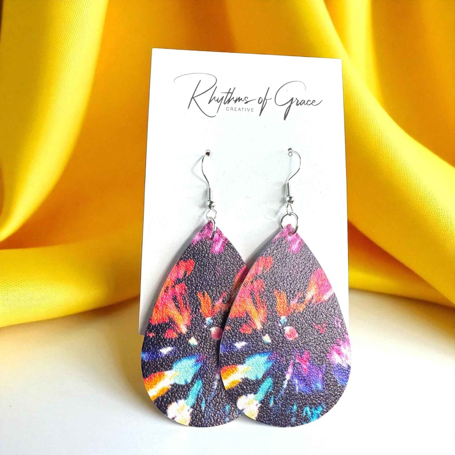 Tie Dyed Teardrop Earrings – Boho Bold & Bright! 🌈