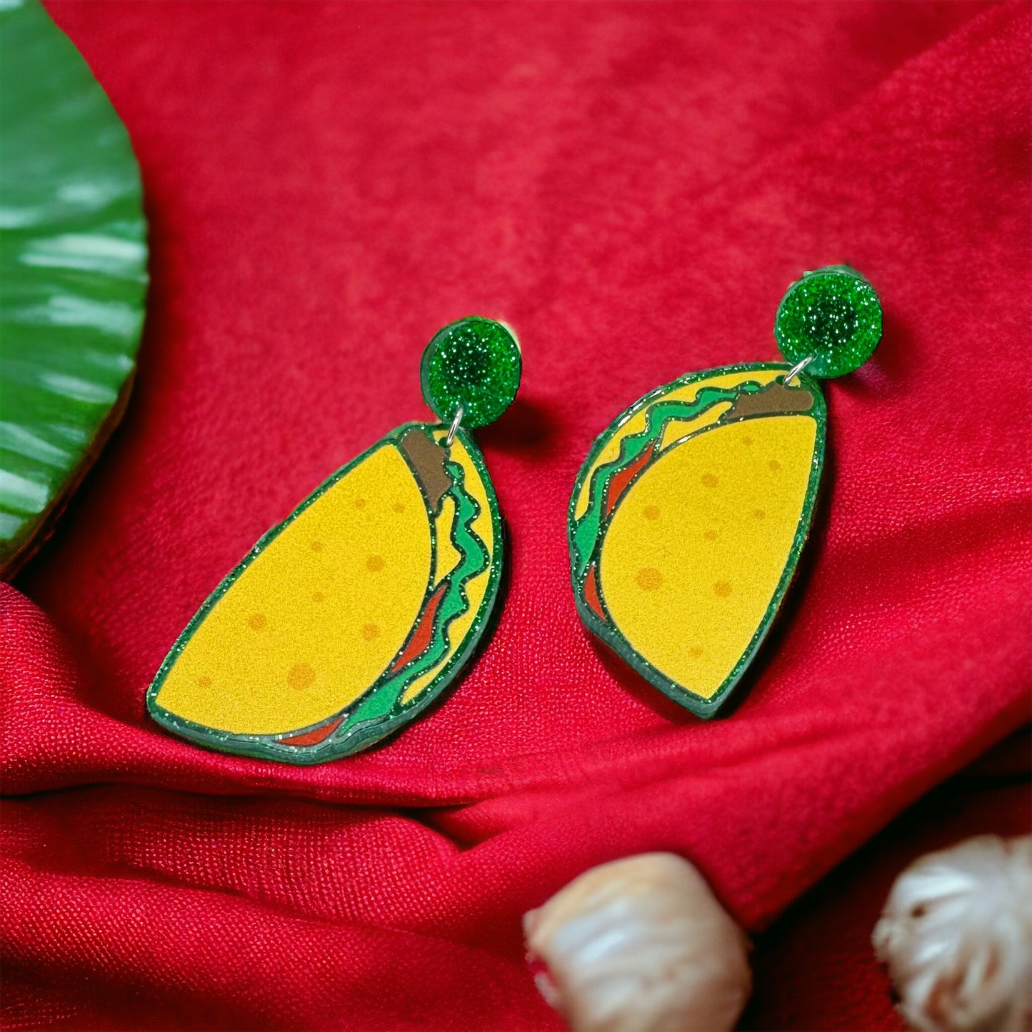 Taco Earrings - Taco Tuesday, Cinco de Mayo, Taco Jewelry, Dia de los Muertos, Mexican Food