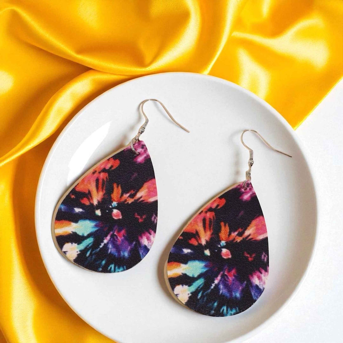 Tie Dyed Teardrop Earrings – Boho Bold & Bright! 🌈