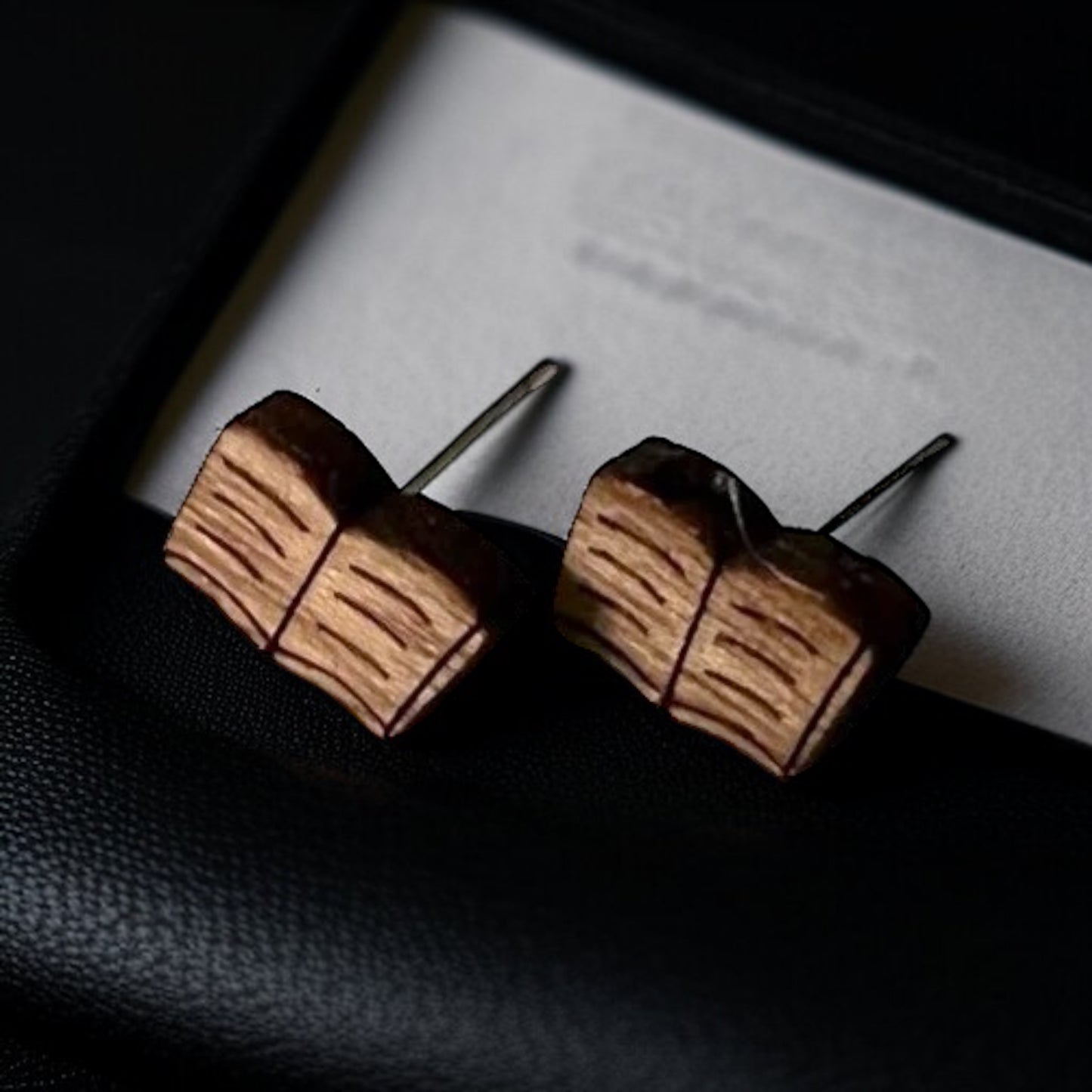 Wooden Book Club Stud Earrings - A Novel Touch to Your Style!