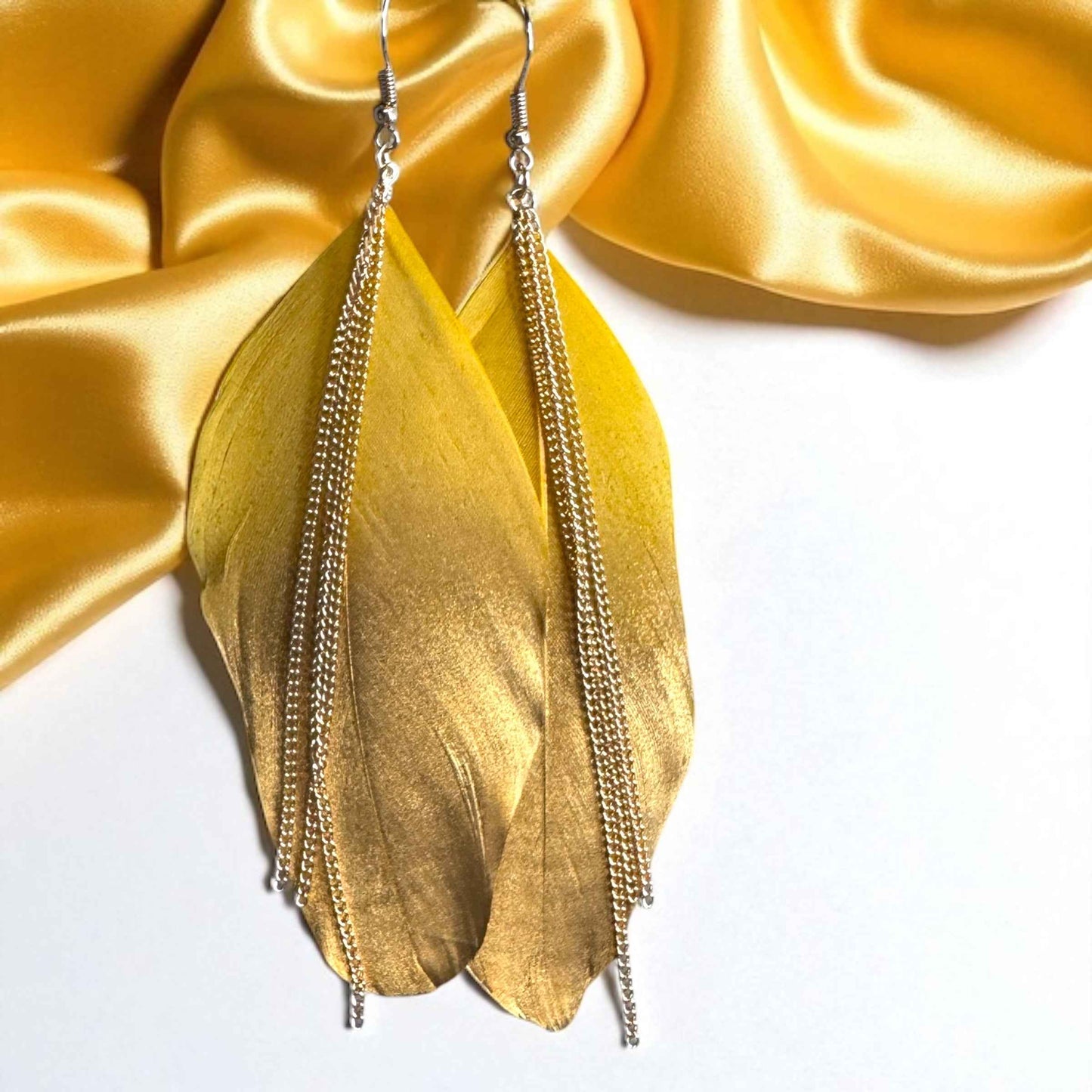 Gold Dipped Feather Earrings: Dance Into the Festivity!