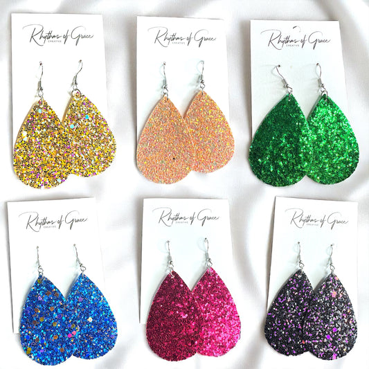 Sparkle & Shine: Glitter Teardrop Dangle Earrings ✨ - Rhythms of Grace Creative