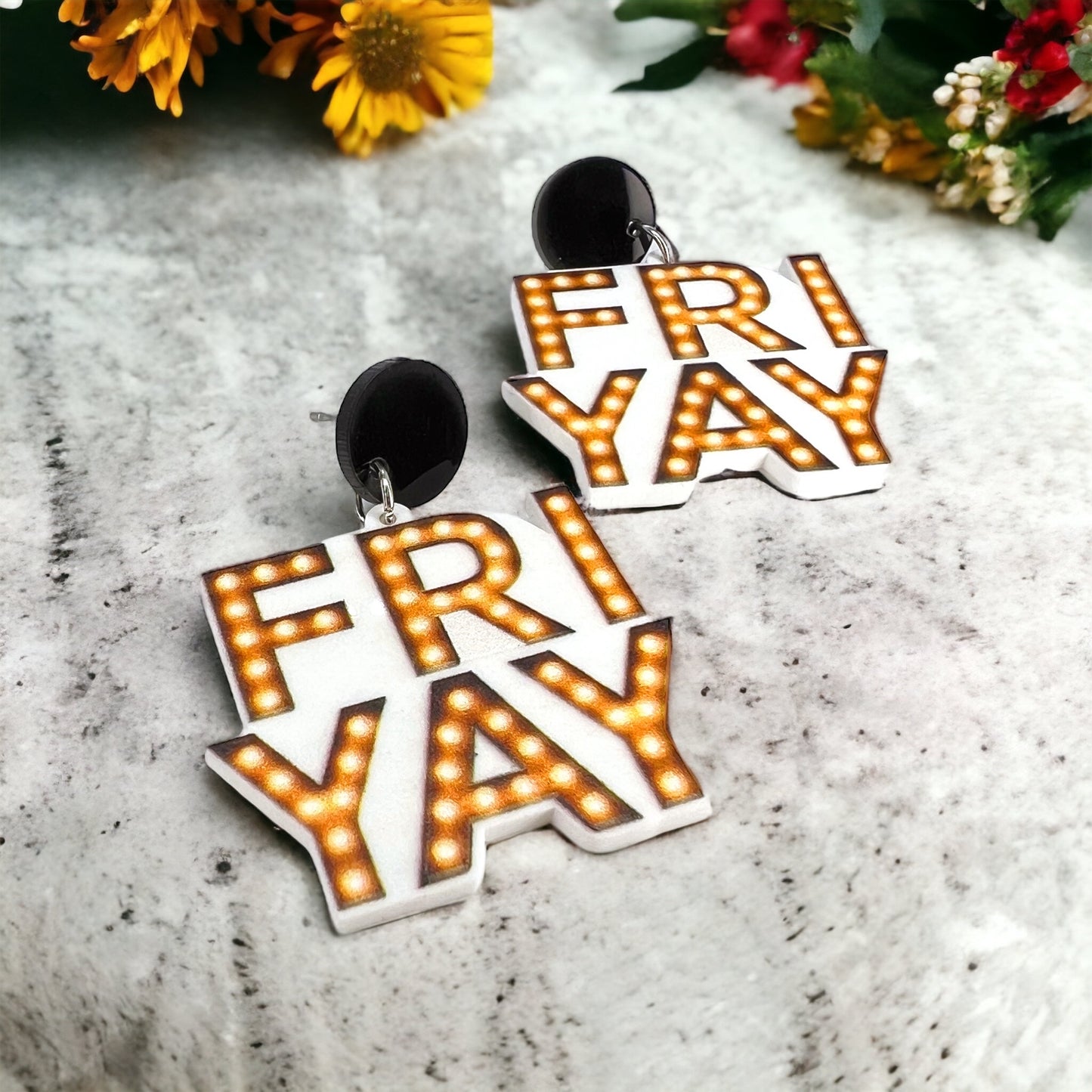 Friyay Earrings - Friday Earrings, Friday Accessories, Sassy Earrings, Fun Earrings, Sweet and Sassy