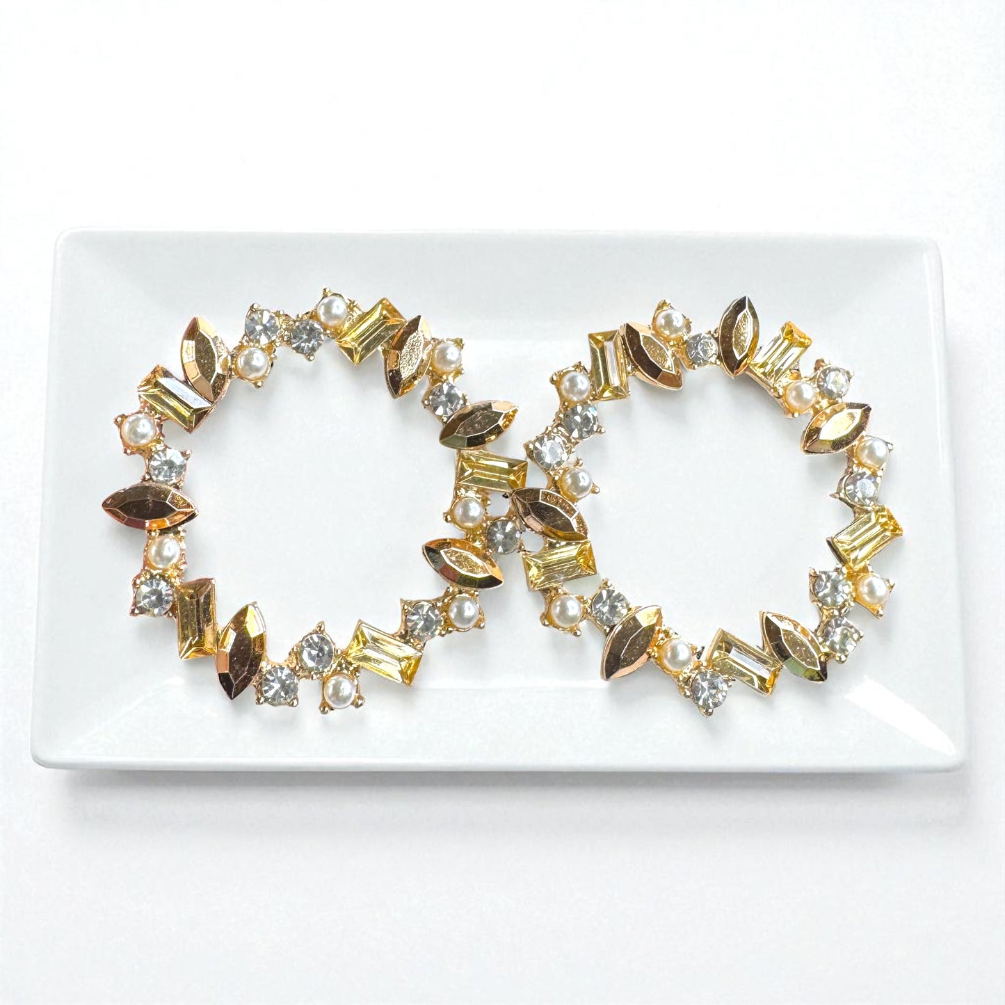 Stunning Champagne Colored Rhinestone Earrings