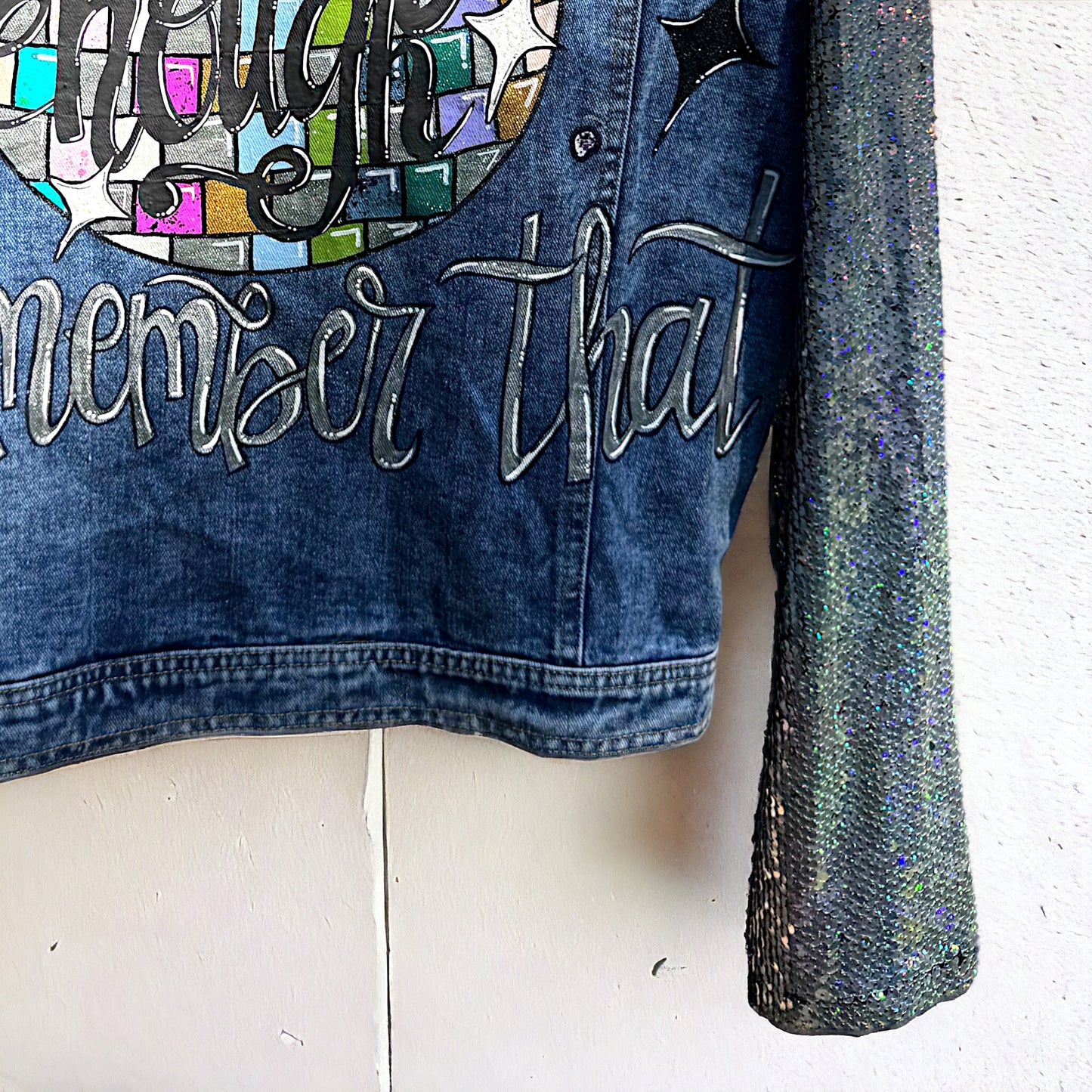 Eras Tour Ready: Dazzling Upcycled Se7en Jacket with Chic Design! Oversized Medium