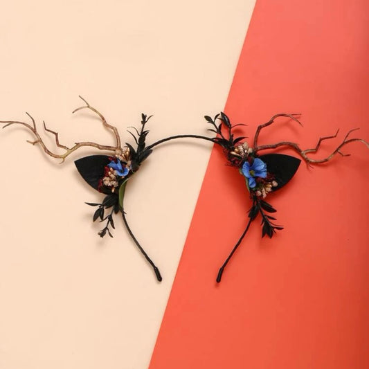 Enchanting Blue & Black Antler Headband – Unleash Your Inner Woodland Nymph! - Rhythms of Grace Creative