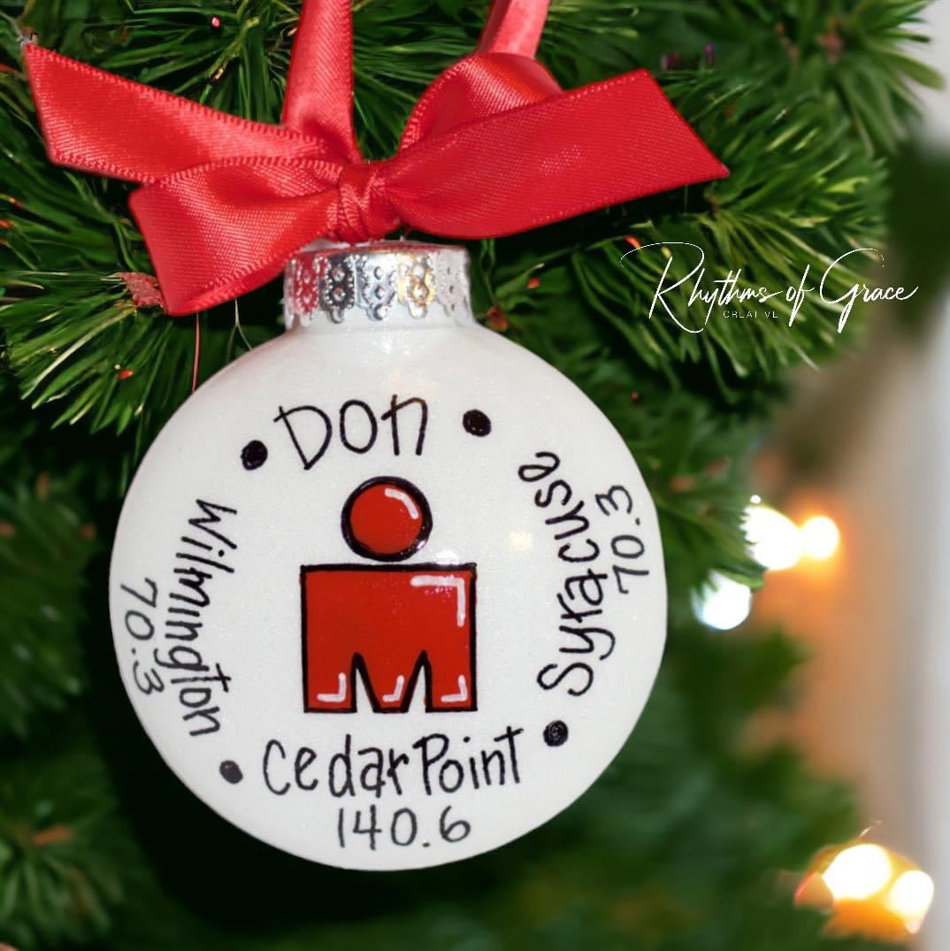 Custom Hand-Painted Triathlon Ornament - Personalized Runner Holiday Decoration