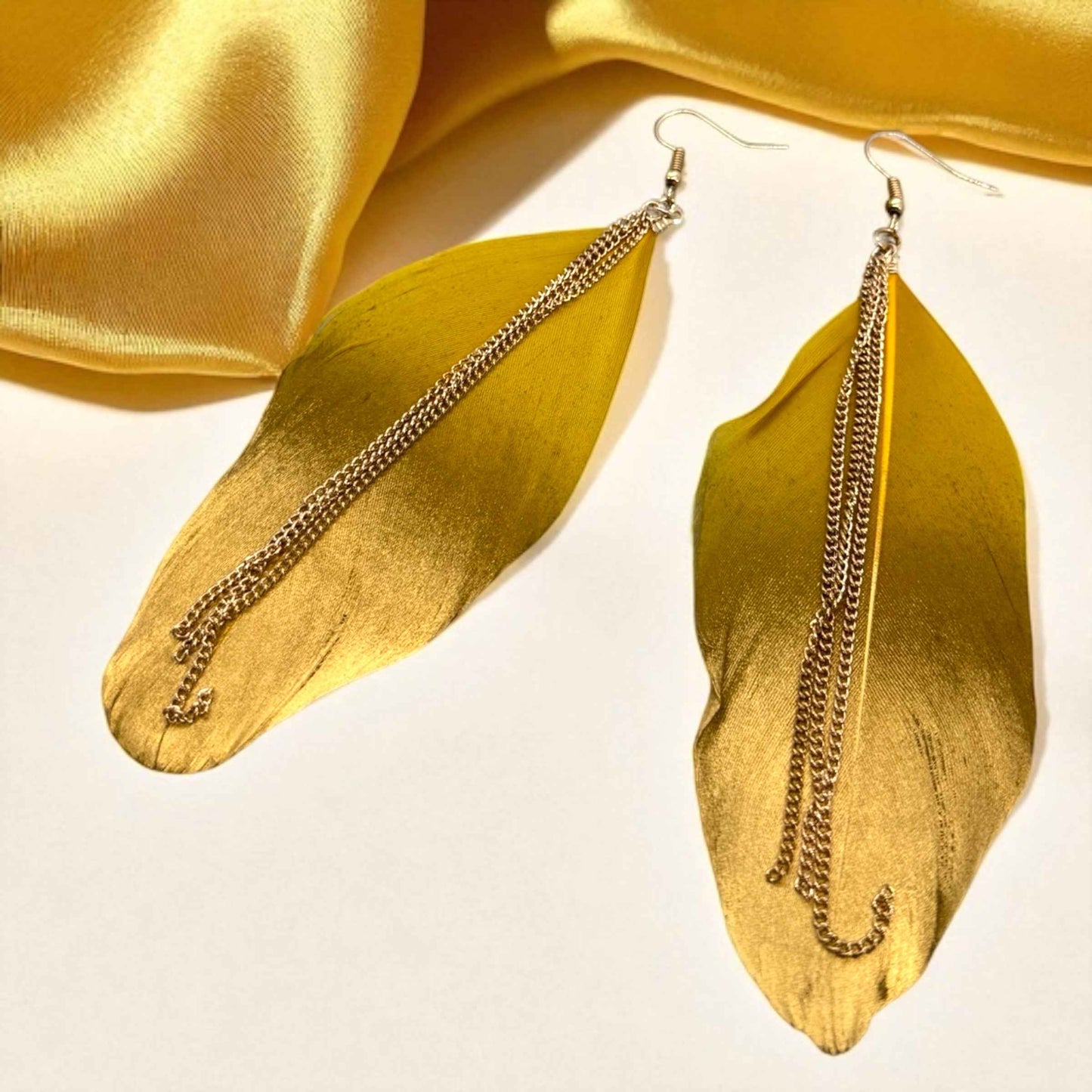 Gold Dipped Feather Earrings: Dance Into the Festivity!