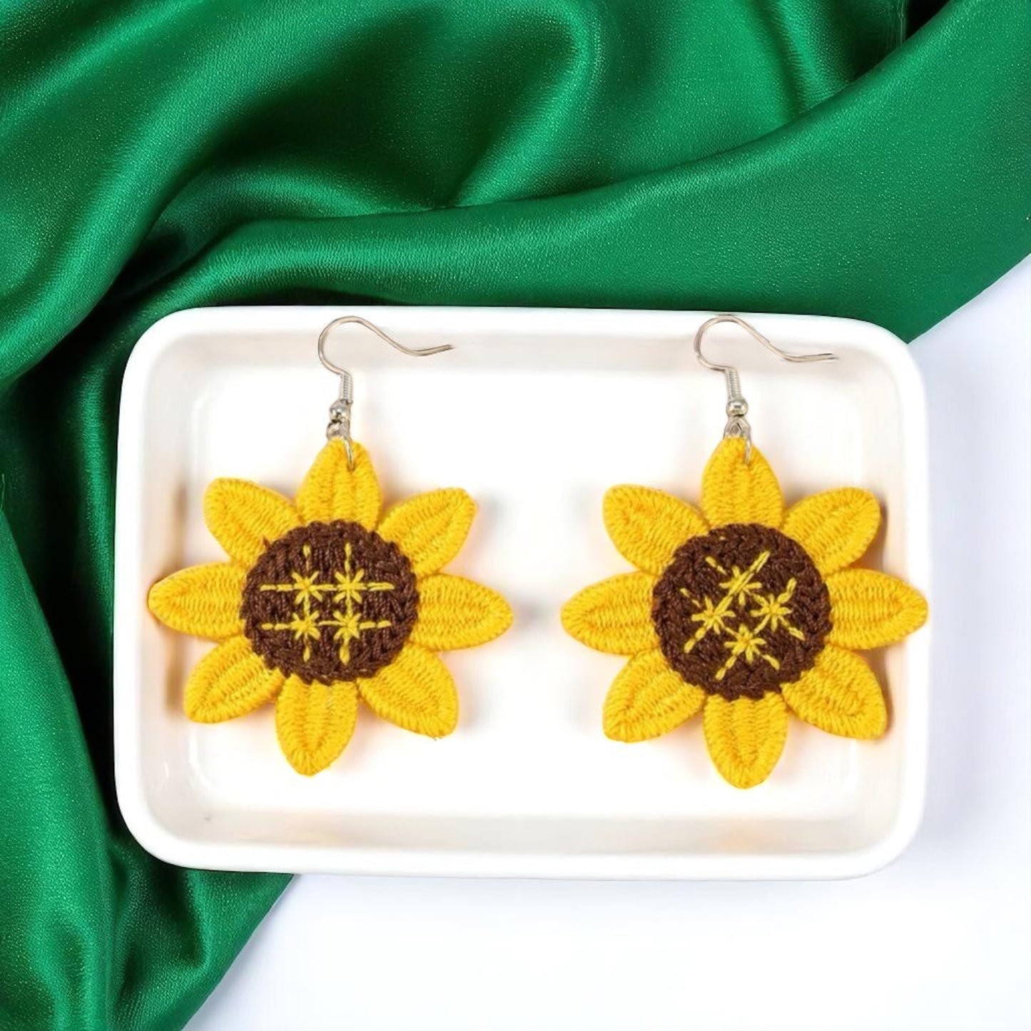 Bloom in Boho Style: Colorful Knit Sunflower Earrings! 🌻