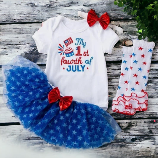 My First Fourth of July Baby Outfit - Baby Shower Gift, Stars and Stripes, Baby Tutu, Red White and Blue, American Flag Outfit, Tutu Outfit