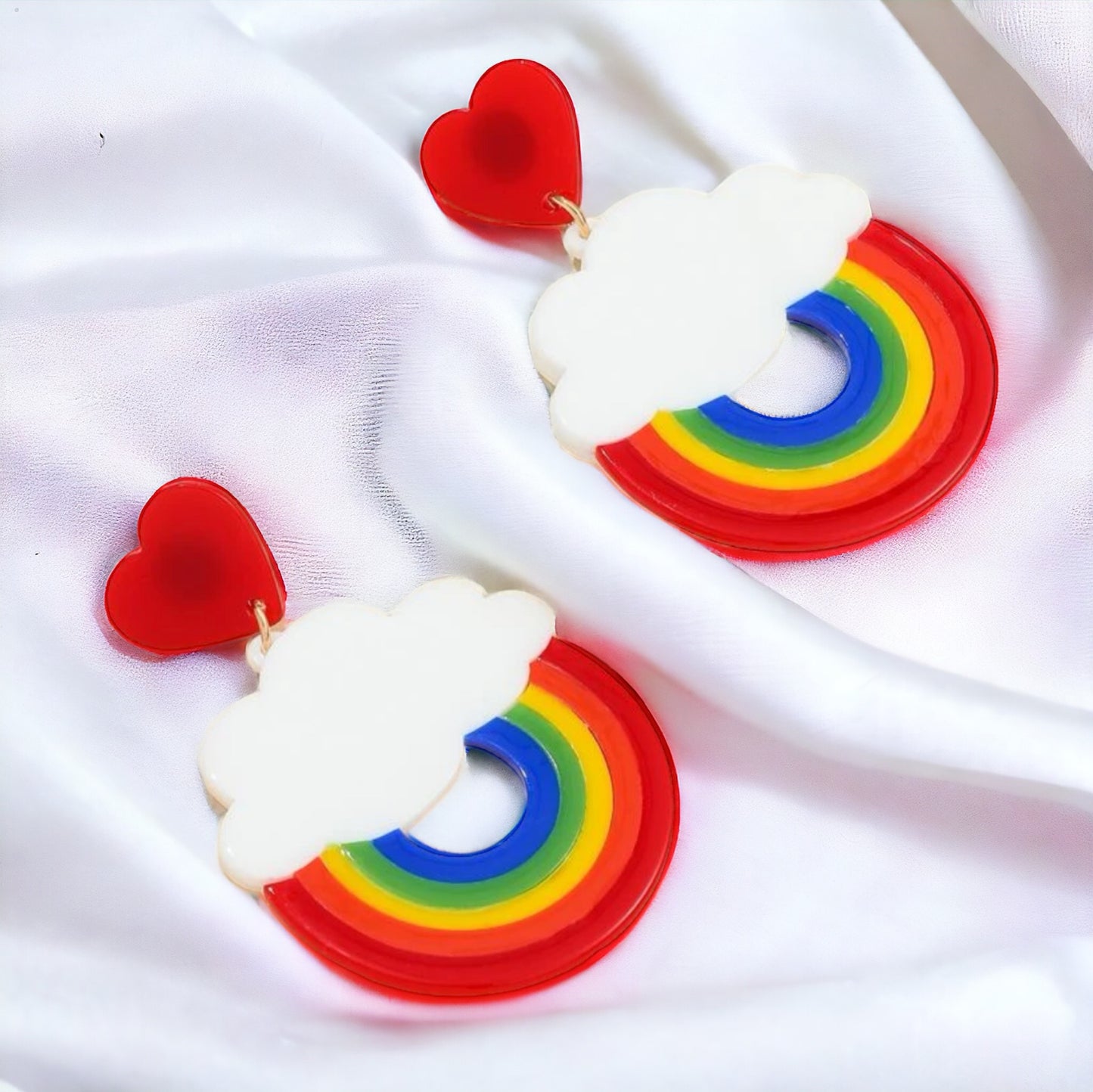 Whimsical Rainbow Cloud Earrings - Shine with PRIDE!