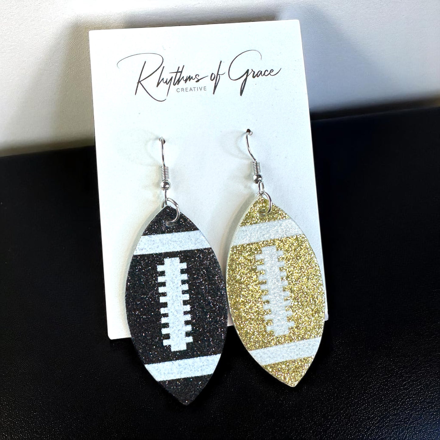 Score Big with Sparkle! Glitter Football Dangle Earrings 🏈