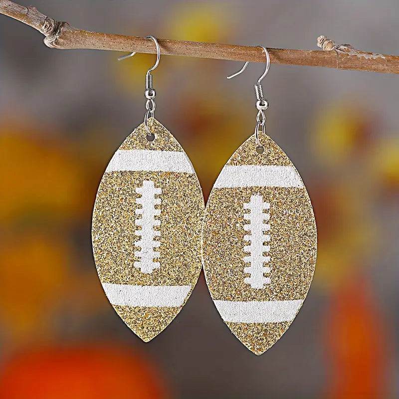 Score Big with Sparkle! Glitter Football Dangle Earrings 🏈