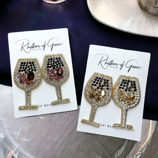 Wine Earrings - Res Wine, White Wine, Wine Glass, Vino Earrings, Wine Jewelry, Bride, Wine Accessories