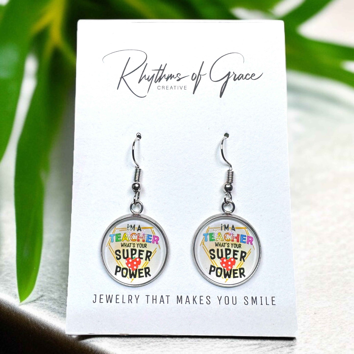 Inspire & Shine with Teacher Cabochon Dangle Earrings!